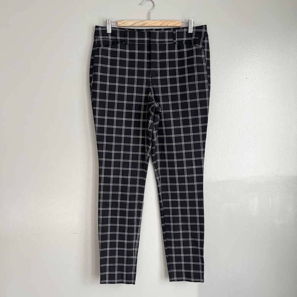 Old Navy Pixie Ankle Pants Women's High Rise Black White Windowpane‎ Size 12